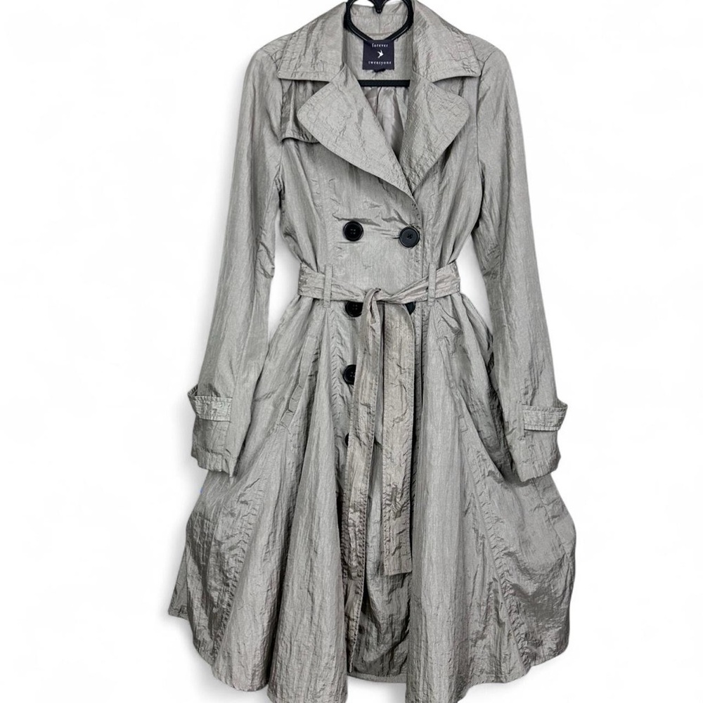 Forever 21 silver trench coat with belt